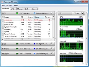Resource monitor with devenv not responding