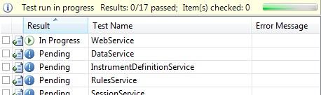 screenshot of one unittest executed at a time