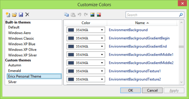 Background Color settings in Visual Studio Color Theme Editor