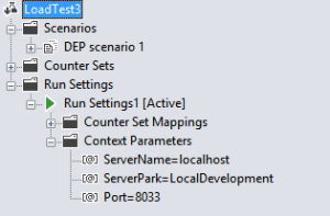 Load test scenario Run Settings with Context Parameters