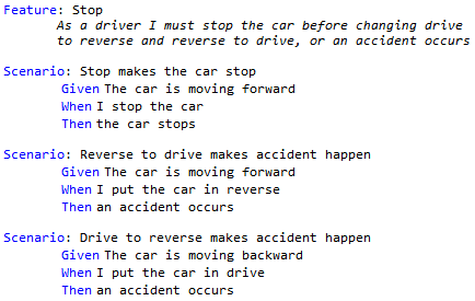 Stop feature gherkin sample