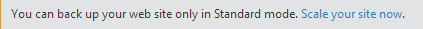 azurewebsite backup only available in Standard web hosting plan