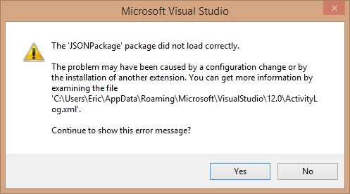 jsonpackage.did.not.load.correctly