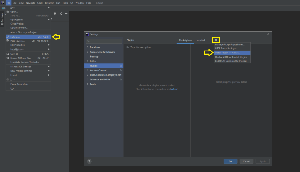 datagrip settings to install plugin